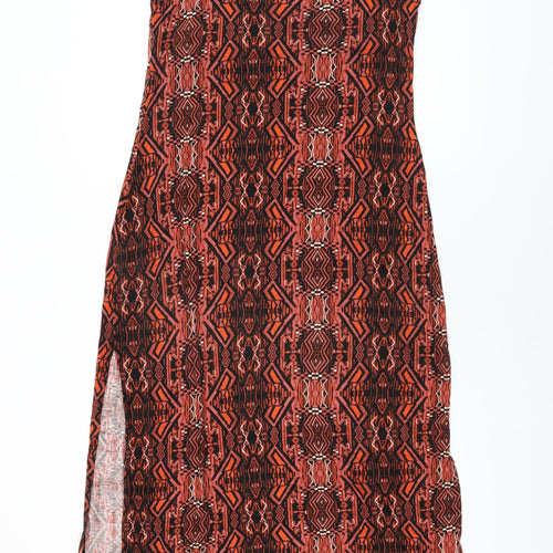 Sportsgirl Womens Red Geometric Viscose Shift Size L Scoop Neck Pullover