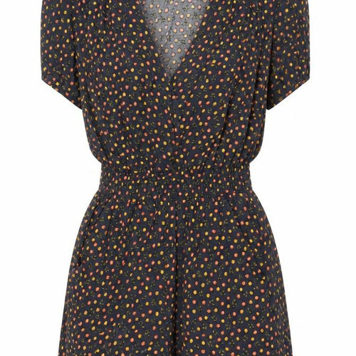 Mango Womens Black Geometric Viscose Playsuit One-Piece Size S Button