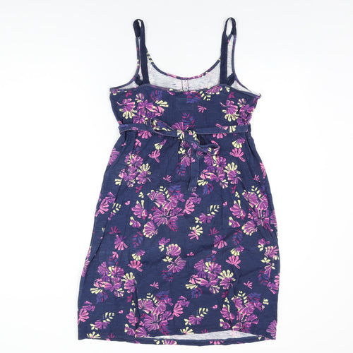 Mantaray Womens Blue Floral Cotton Shift Size 12 Scoop Neck Pullover