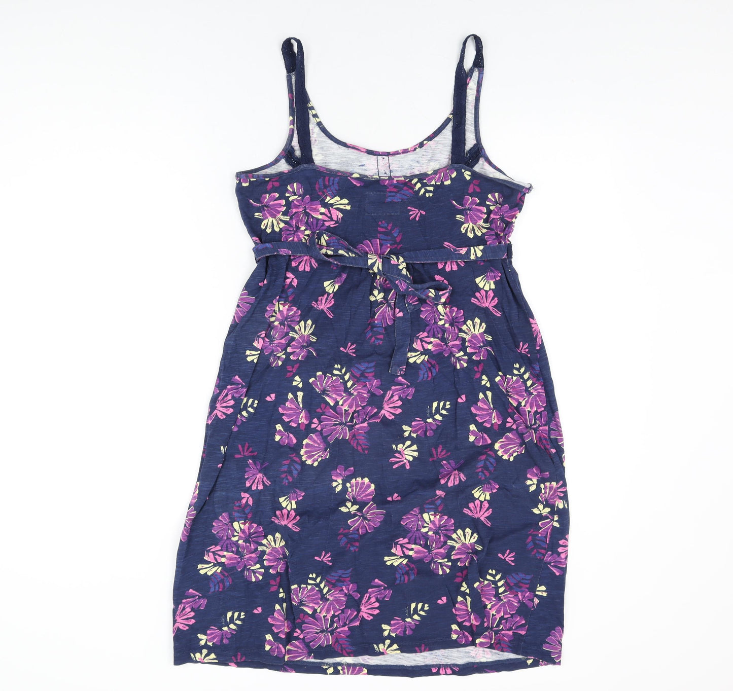 Mantaray Womens Blue Floral Cotton Shift Size 12 Scoop Neck Pullover