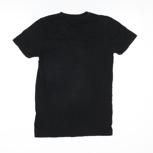 Stranger Things Womens Black Cotton Basic T-Shirt Size S Round Neck