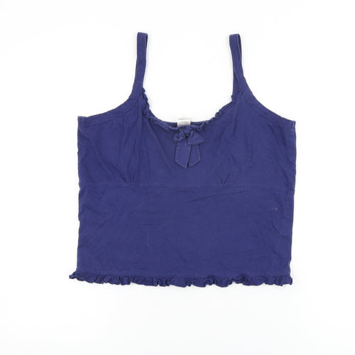 Avenue Womens Blue Cotton Basic T-Shirt Size 12 Scoop Neck