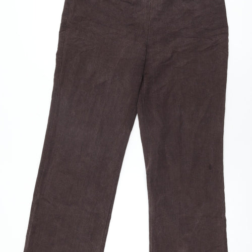 EWM Womens Brown Lyocell Trousers Size 12 L30 in Regular Zip