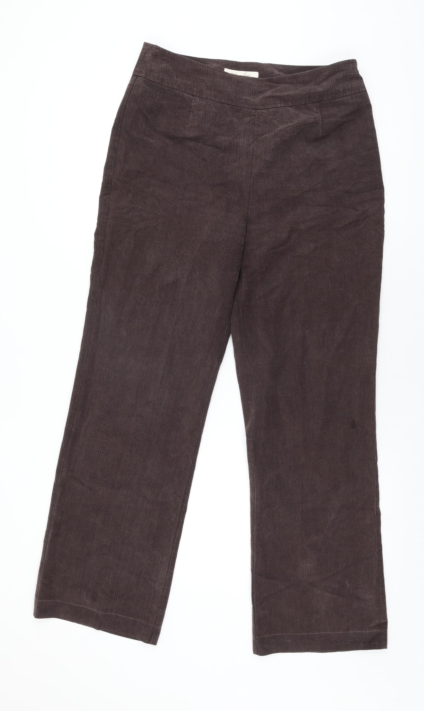 EWM Womens Brown Lyocell Trousers Size 12 L30 in Regular Zip