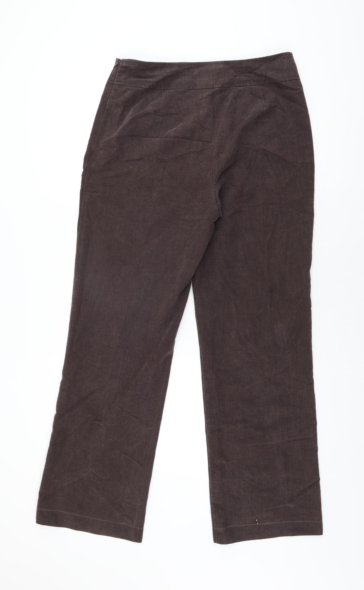 EWM Womens Brown Lyocell Trousers Size 12 L30 in Regular Zip