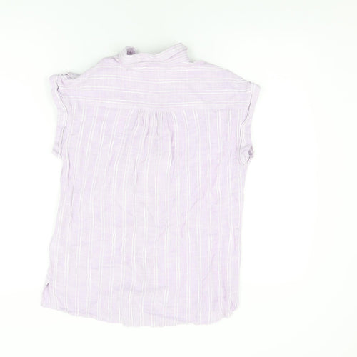 NEXT Womens Purple Striped Viscose Basic Button-Up Size 10 Collared