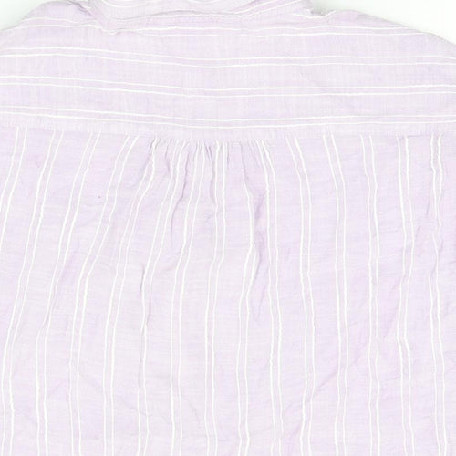 NEXT Womens Purple Striped Viscose Basic Button-Up Size 10 Collared