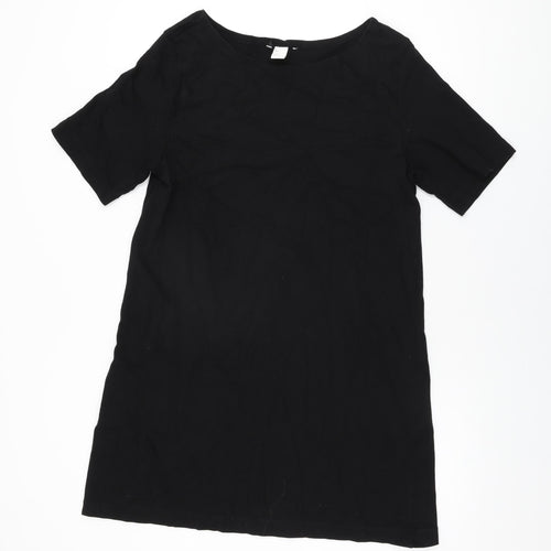 H&M Womens Black Cotton Shift Size M Round Neck Pullover