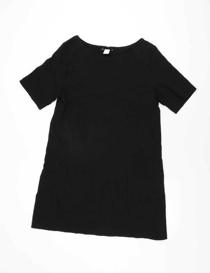 H&M Womens Black Cotton Shift Size M Round Neck Pullover