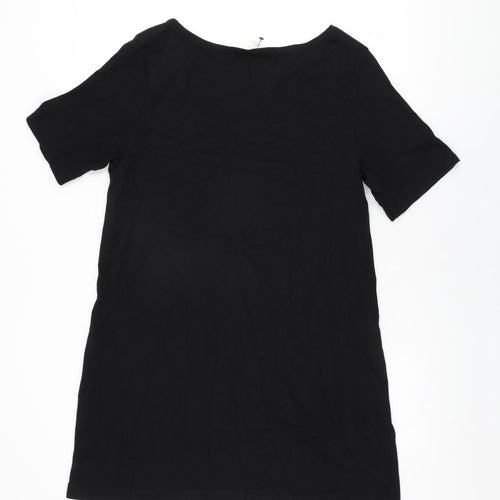 H&M Womens Black Cotton Shift Size M Round Neck Pullover