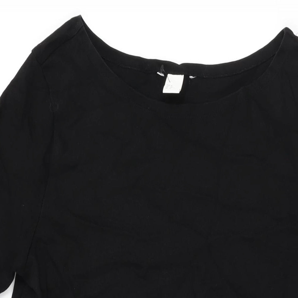 H&M Womens Black Cotton Shift Size M Round Neck Pullover
