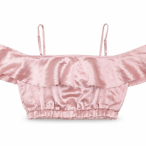 Boohoo Womens Pink Polyester Cropped T-Shirt Size 10 Off the Shoulder