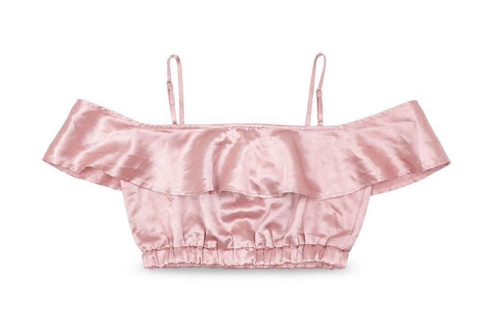 Boohoo Womens Pink Polyester Cropped T-Shirt Size 10 Off the Shoulder
