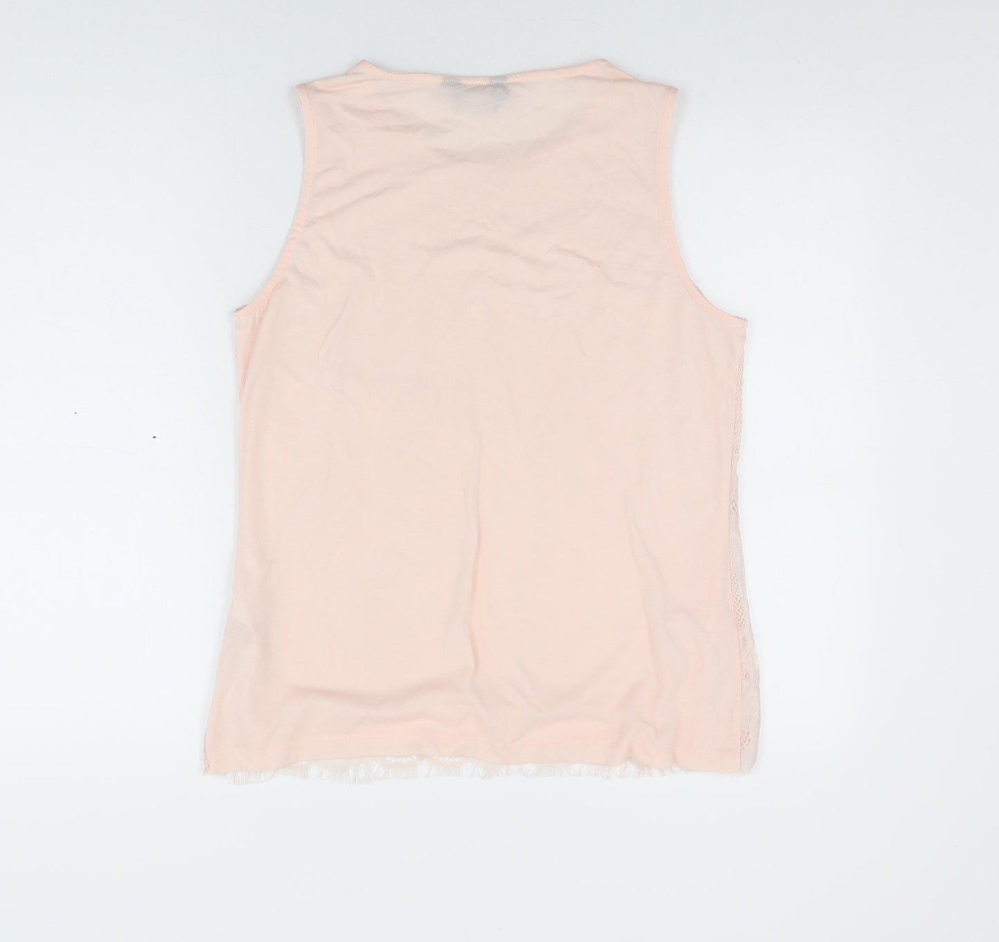 Dorothy Perkins Womens Pink Floral Polyamide Basic T-Shirt Size 14 Round Neck