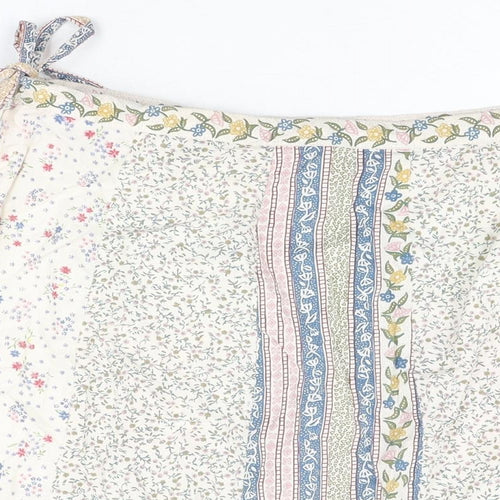 H&M Womens White Floral Cotton Swing Skirt Size 12 Zip