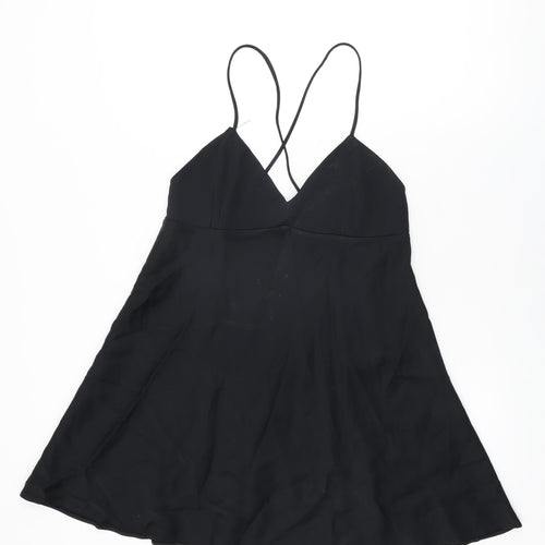 Zara Womens Black Acetate Mini Size L V-Neck Pullover