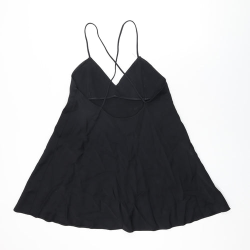 Zara Womens Black Acetate Mini Size L V-Neck Pullover