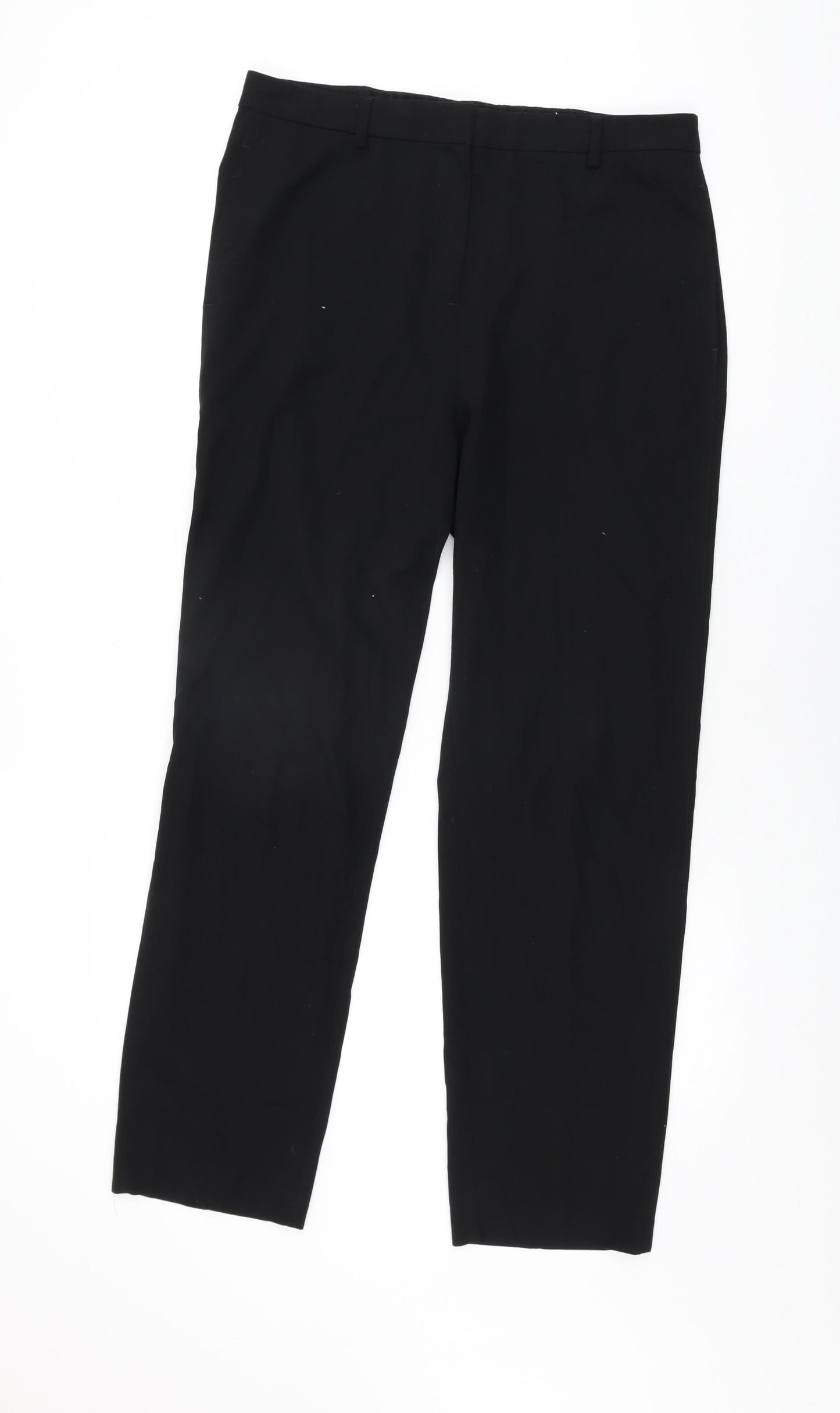 Marks and Spencer Womens Black Polyester Trousers Size 14 L30.5 in Regular Zip