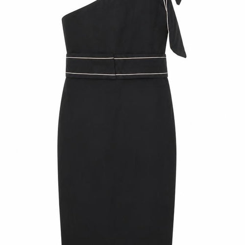 Miss Selfridge Womens Black Viscose Bodycon Size 10 One Shoulder Zip