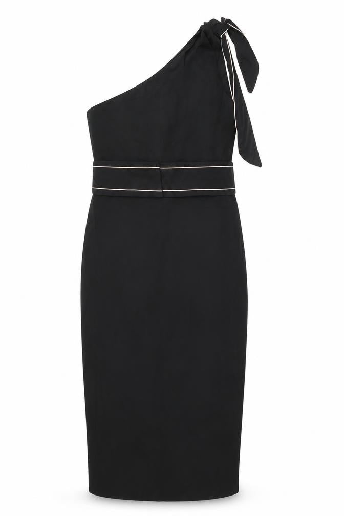 Miss Selfridge Womens Black Viscose Bodycon Size 10 One Shoulder Zip