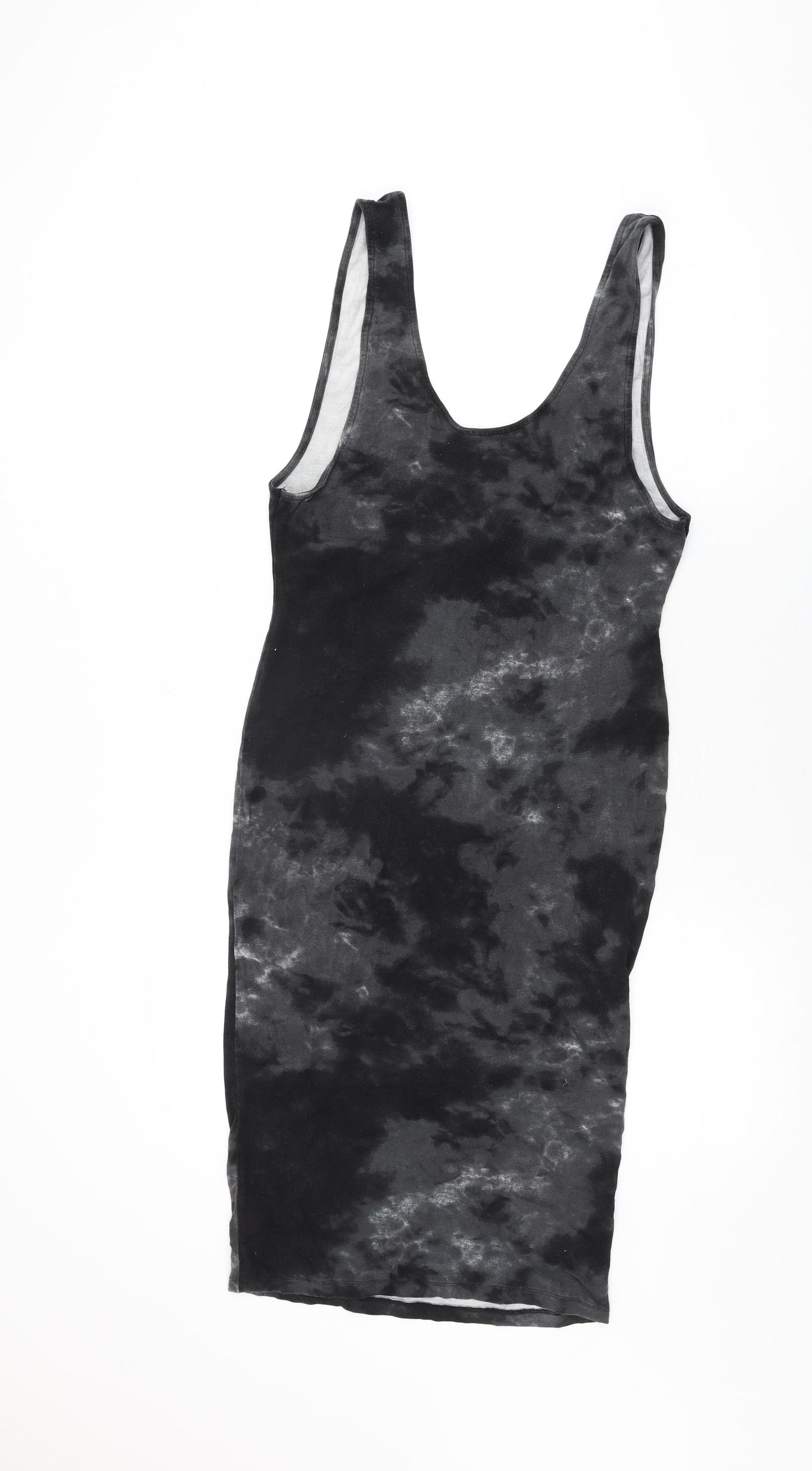 ASOS Womens Black Geometric Viscose Bodycon Size 10 Scoop Neck Pullover