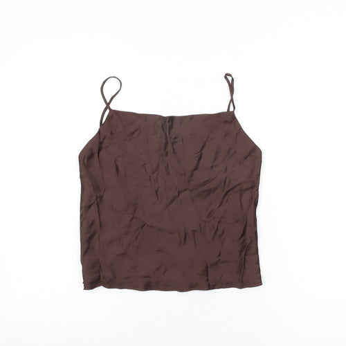 Zara Womens Brown Polyester Camisole T-Shirt Size S Cowl Neck