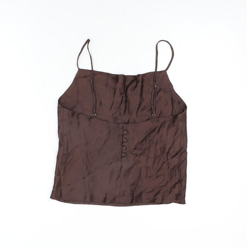 Zara Womens Brown Polyester Camisole T-Shirt Size S Cowl Neck