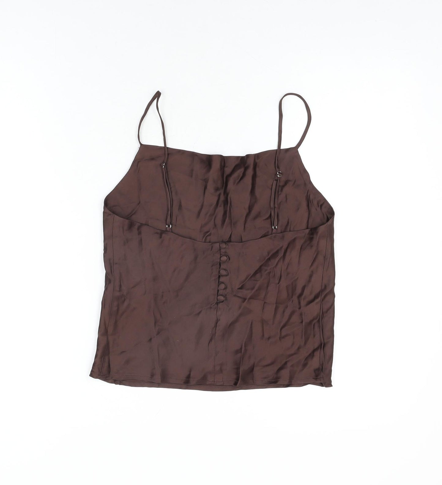 Zara Womens Brown Polyester Camisole T-Shirt Size S Cowl Neck