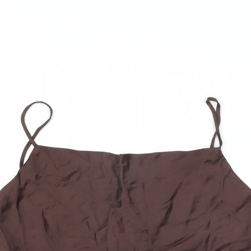 Zara Womens Brown Polyester Camisole T-Shirt Size S Cowl Neck
