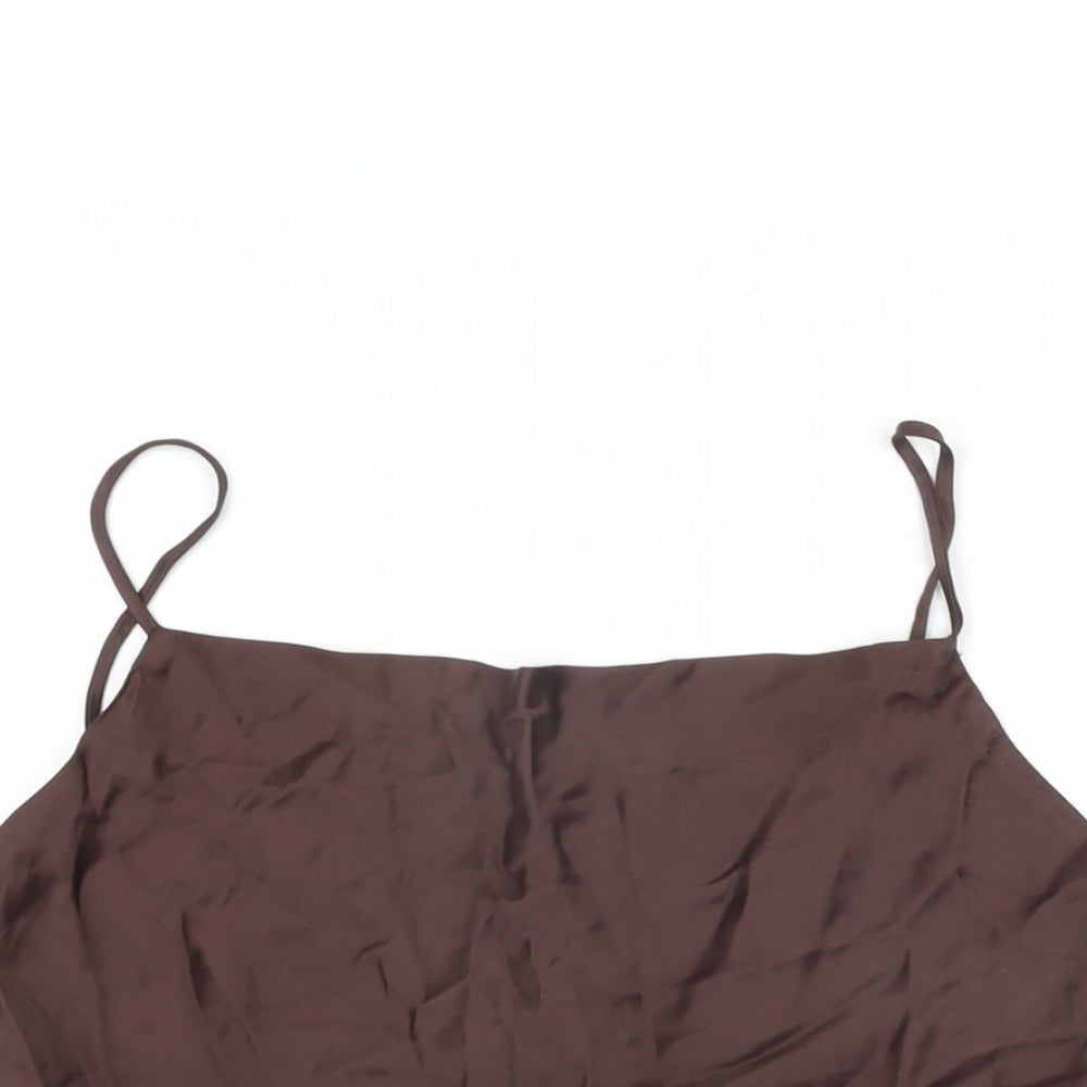 Zara Womens Brown Polyester Camisole T-Shirt Size S Cowl Neck