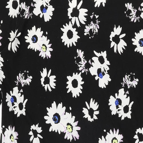 Anthology Womens Black Floral Polyester Shift Size 16 Scoop Neck Pullover
