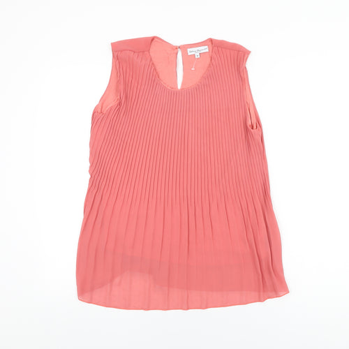 Sabrina Diamanti Womens Pink Polyester Basic Blouse Size M Round Neck