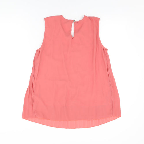 Sabrina Diamanti Womens Pink Polyester Basic Blouse Size M Round Neck