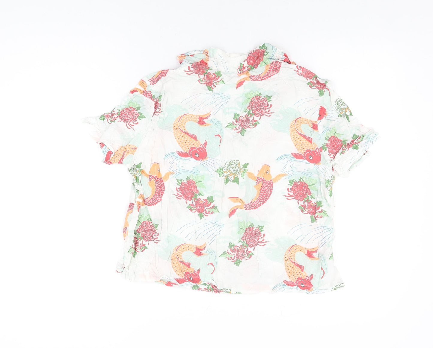 ASOS Womens White Geometric Modal Basic Button-Up Size 12 Collared