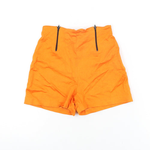 New Look Womens Orange Viscose Basic Shorts Size 8 L3 in Regular Zip