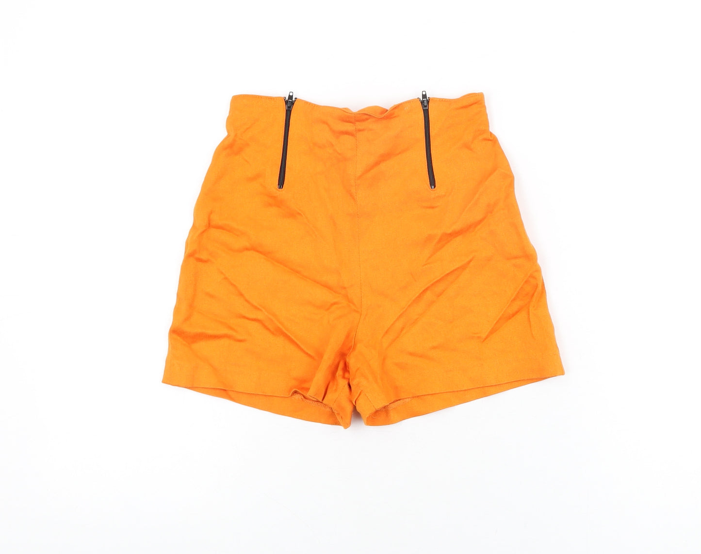 New Look Womens Orange Viscose Basic Shorts Size 8 L3 in Regular Zip