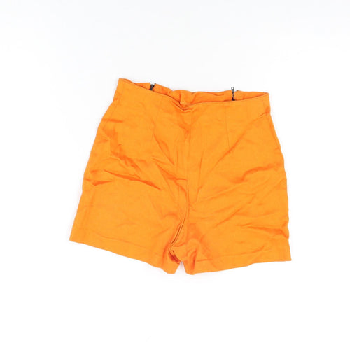 New Look Womens Orange Viscose Basic Shorts Size 8 L3 in Regular Zip