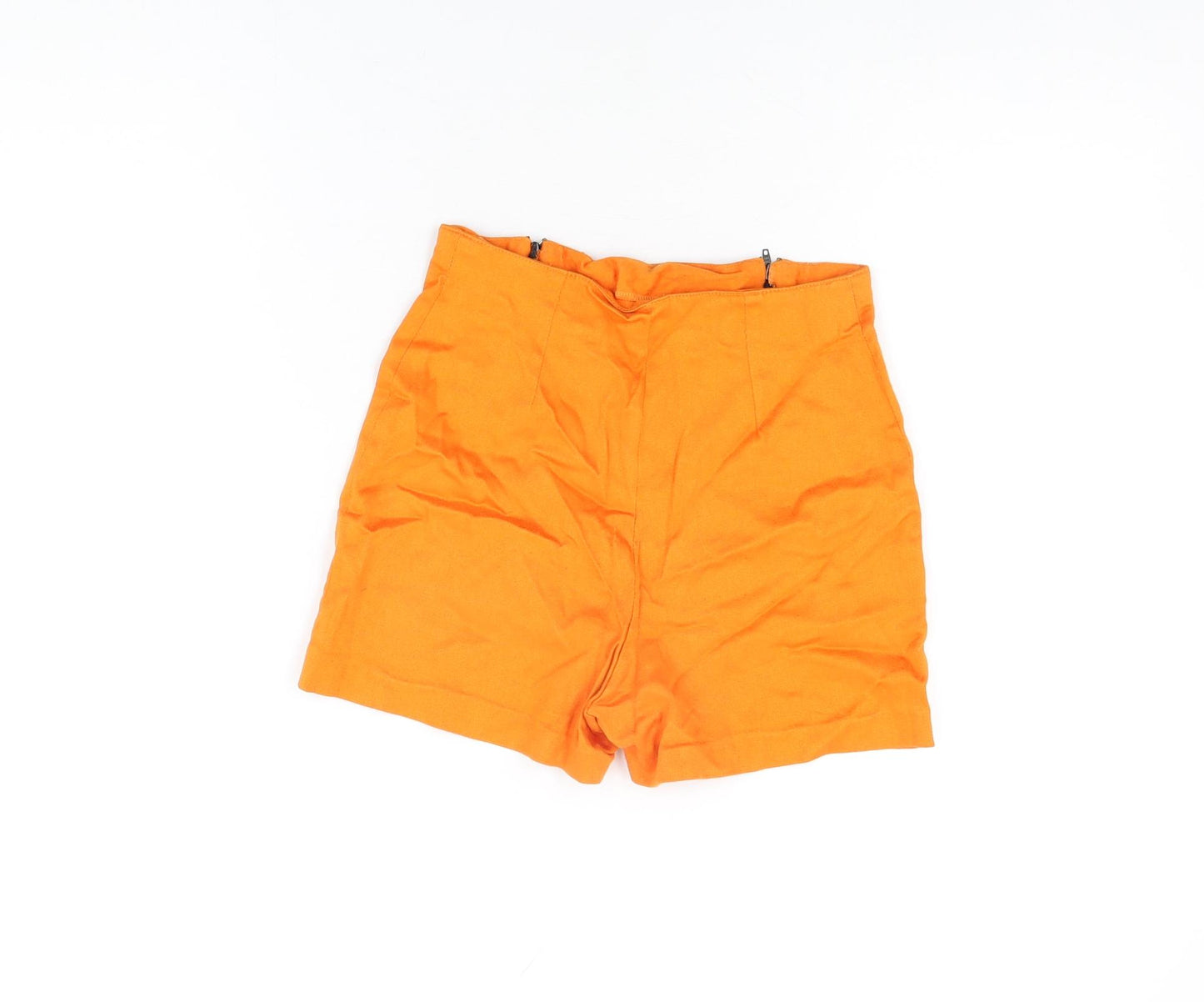 New Look Womens Orange Viscose Basic Shorts Size 8 L3 in Regular Zip