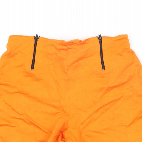 New Look Womens Orange Viscose Basic Shorts Size 8 L3 in Regular Zip
