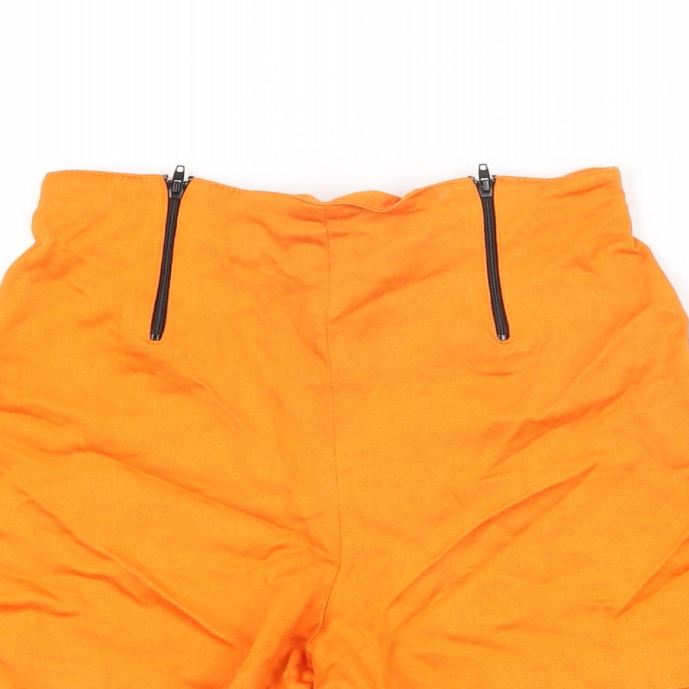 New Look Womens Orange Viscose Basic Shorts Size 8 L3 in Regular Zip