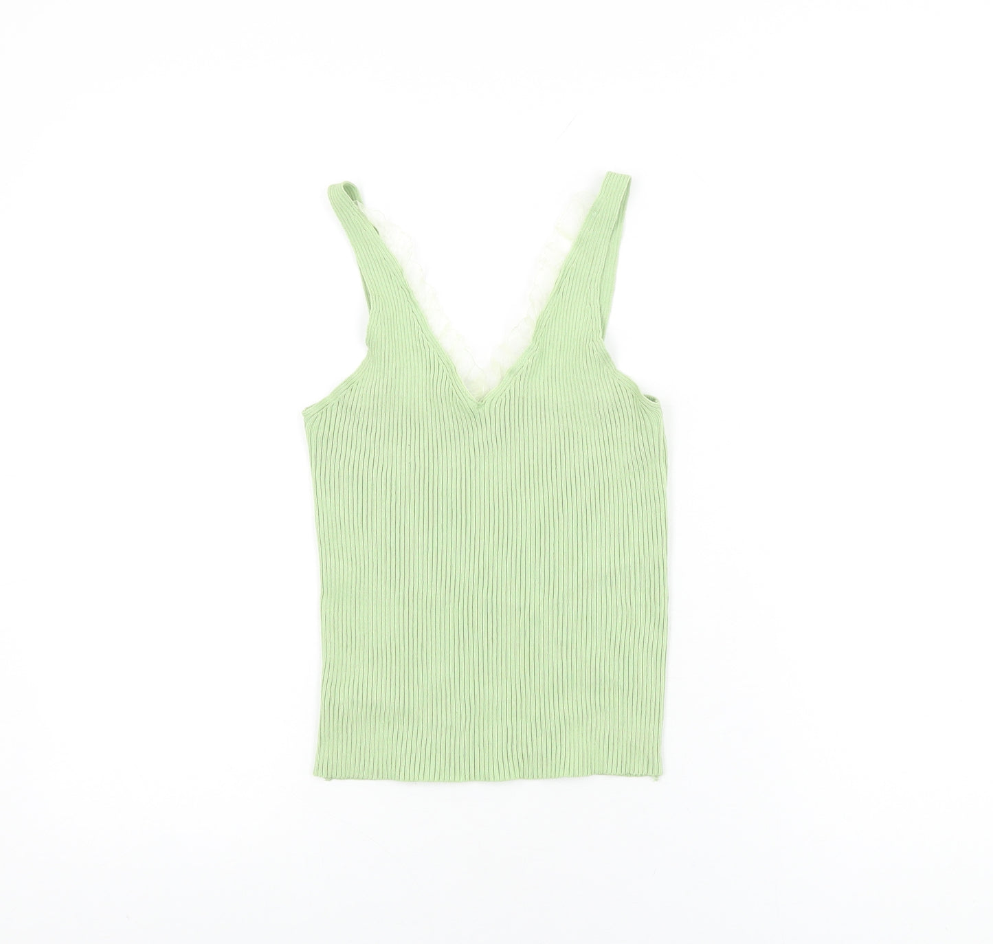 QED London Womens Green Viscose Basic T-Shirt Size S V-Neck