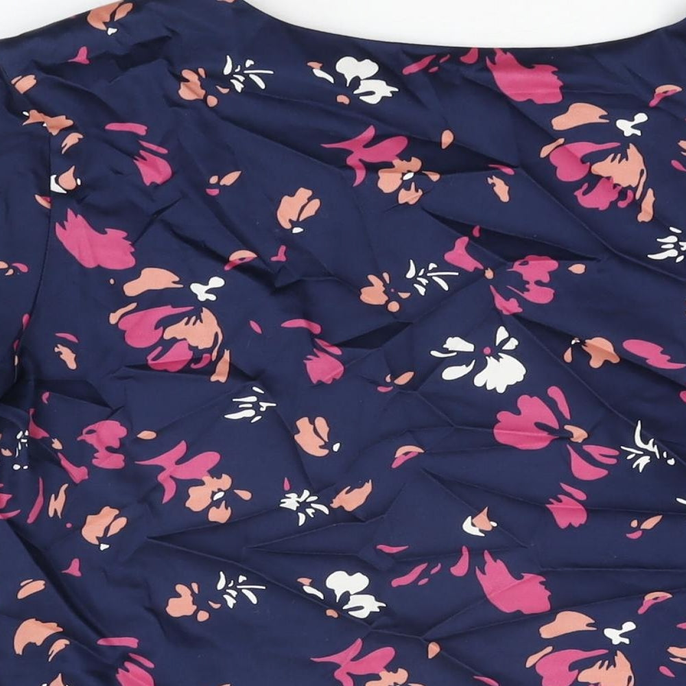 Great Plains Womens Blue Floral Cotton Basic T-Shirt Size L Round Neck