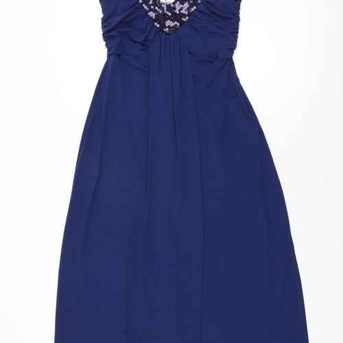Klass Womens Blue Polyester Maxi Size 10 V-Neck Pullover