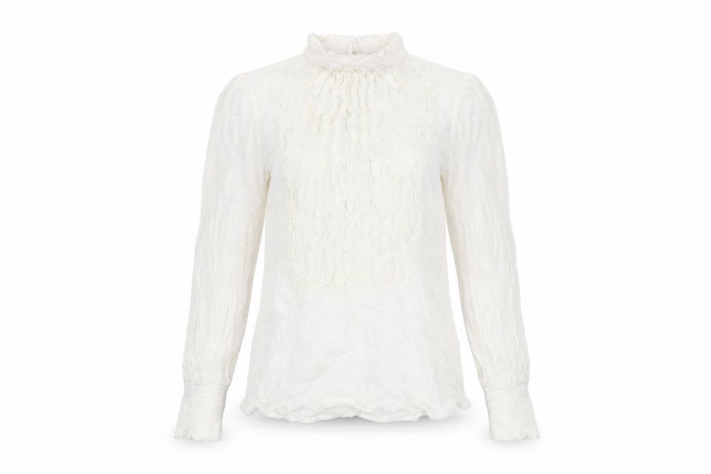 Front view of Monsoon women’s white viscose basic t-shirt, size UK 16, high neck