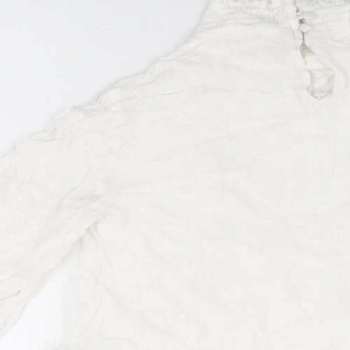 Monsoon Womens White Viscose Basic T-Shirt Size 16 High Neck