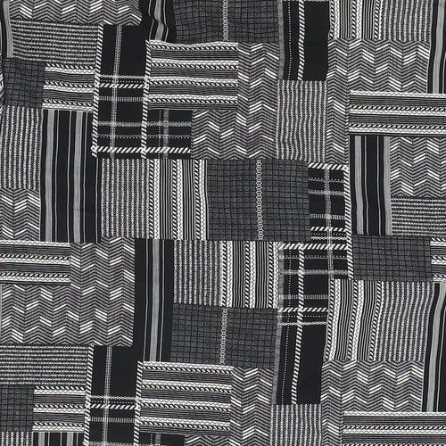 Hilary Womens Black Geometric Polyester Basic Button-Up Size 14 Collared
