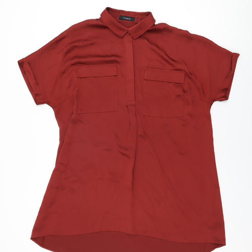 Autograph Womens Red Polyester Basic Blouse Size 14 Collared