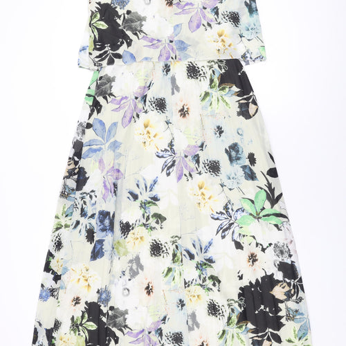 NEXT Womens Grey Floral Polyester Maxi Size 12 Scoop Neck Pullover