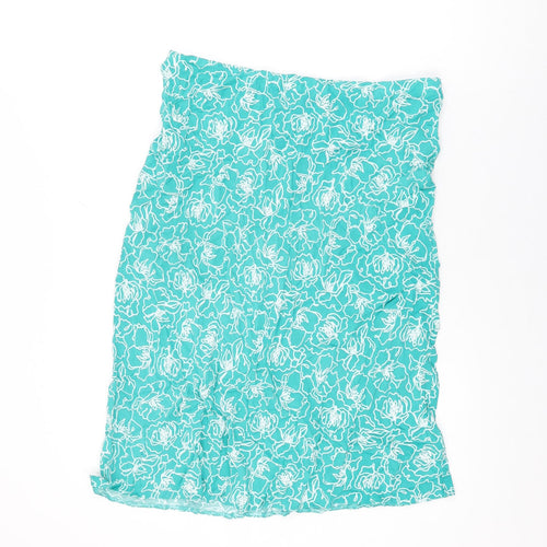 BM Womens Blue Floral Viscose Flare Skirt Size 14