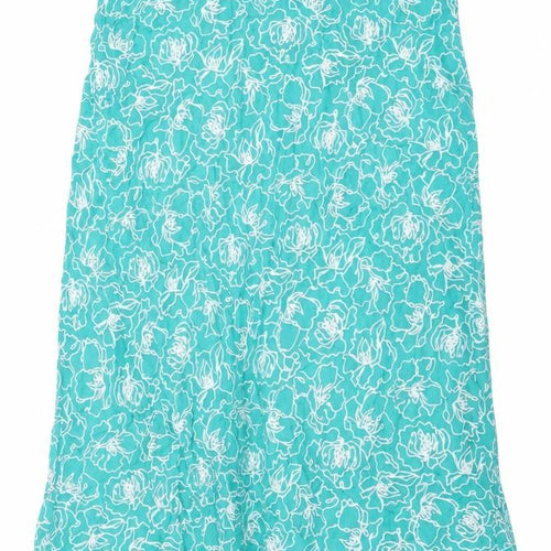 BM Womens Blue Floral Viscose Flare Skirt Size 14